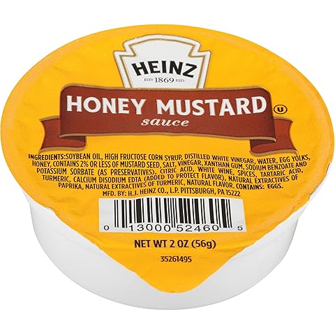 Heinz Honey Mustard Single Serve Dipping Sauce (60 ct Pack, 2 oz Dipping Cups)
