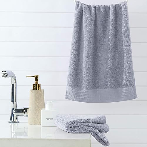 Vista 21 de VANZAVANZU Juego de toallas de baño de algodón suave prémium (paquete de 6, 1628 pulgadas), color beige Beige,Gris Azul,2-Blanco