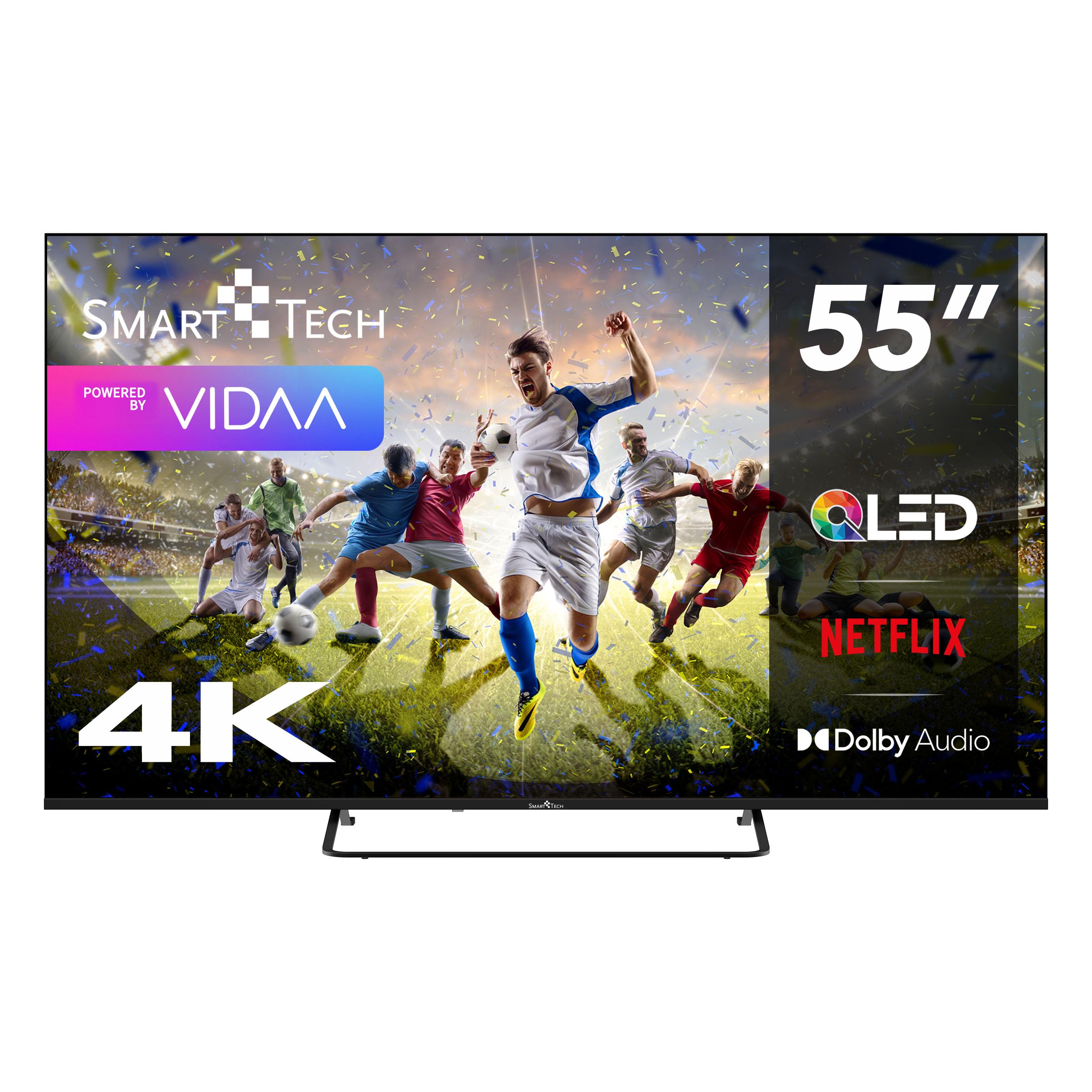 Smart Tech 55QV02K QLED Fernseher 55 Zoll Smart TV VIDAA - HDR Fernseher mit 4K UHD Auflösung, Bluetooth und Triple-Tuner (2026)