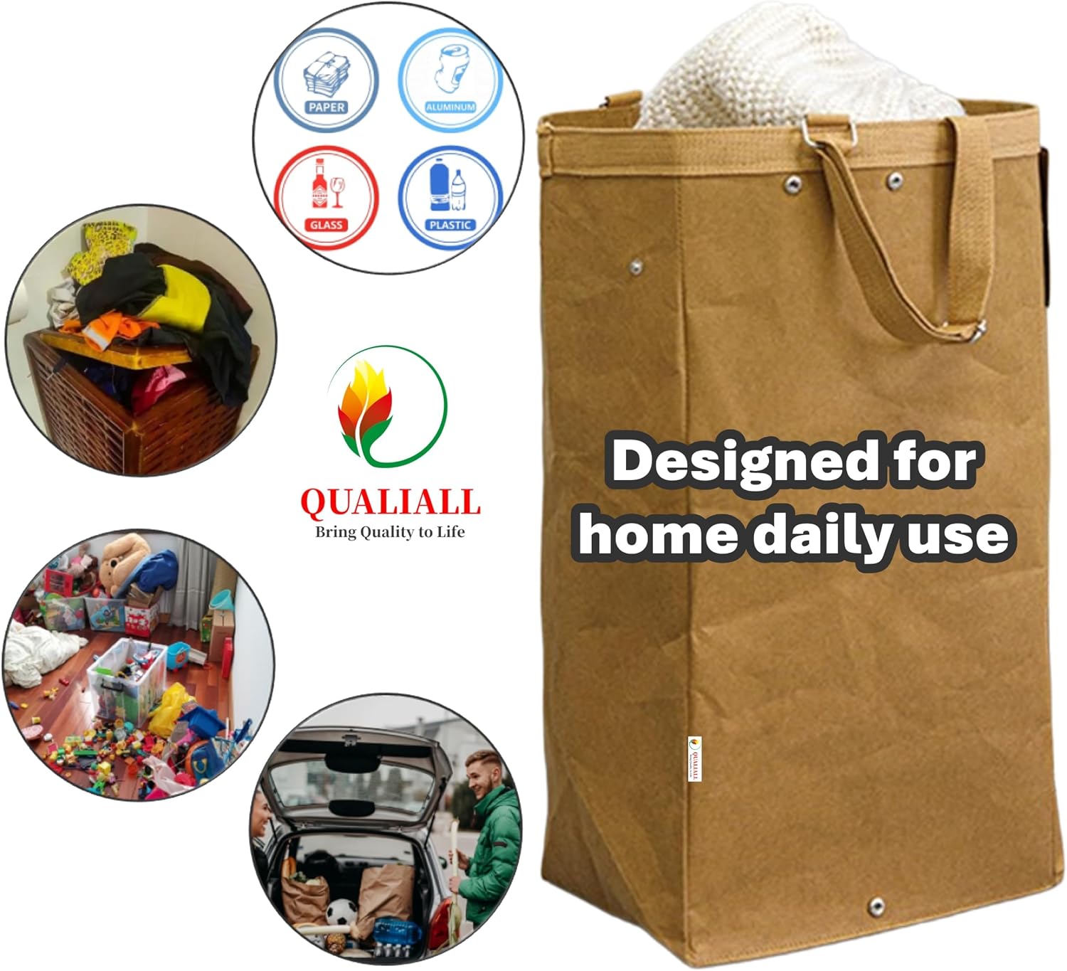 QUALIALL Kitchen Recycling Bin, Large, 4 Colors, 4 Packs/Set image 4