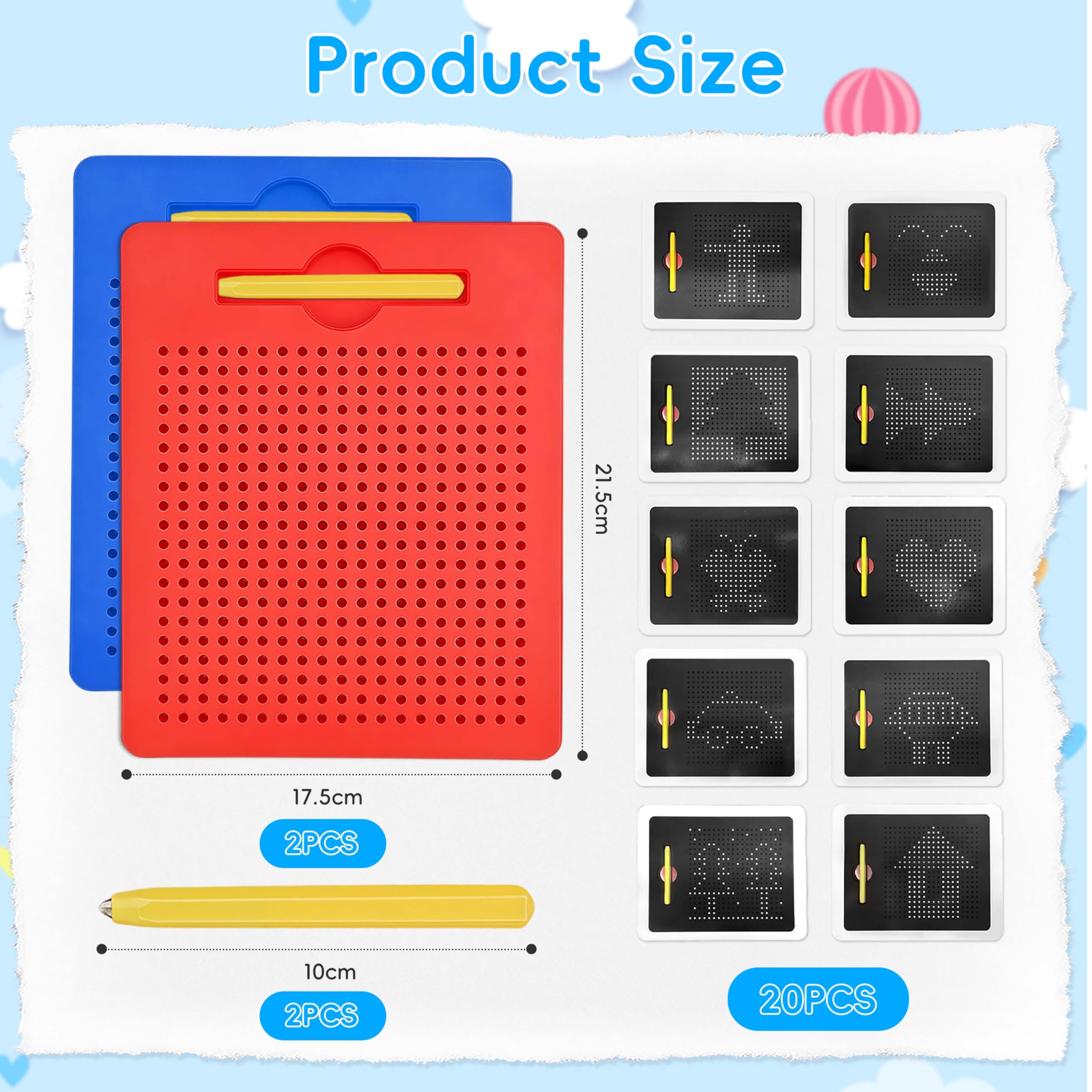 AMFUN 2 Pcs Magnetic Steel Ball Drawing Board with Pen, Magnetic Drawing Boards for Kids, Magnetic Doodle Board Tablet, Educational Toy for Children's Drawing, Doodling and Writing (Red, Blue) - Image 4