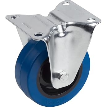 Meister Fixed Castor 105 x 80 mm Plate Elastic Solid Rubber Wheels Soft Tread Roll Bearing Wheel/Castor Heavy Duty Roll 802620