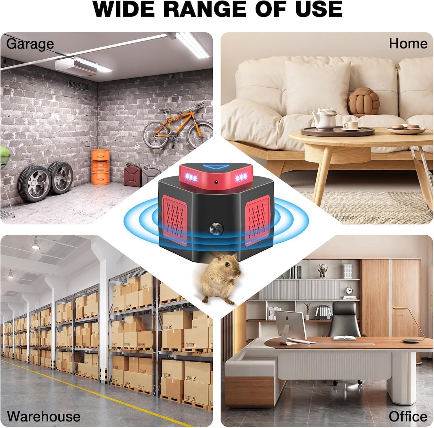 Rodent Repellent Ultrasonic Plug in Mouse Repellent Get Rid of Mice Permanently Electronic Repellent 4Modes & Flashing Light, 360° Ultrasonic Mouse Blocker Rat Deterrent Indoor for House Garage (2) - Image 6