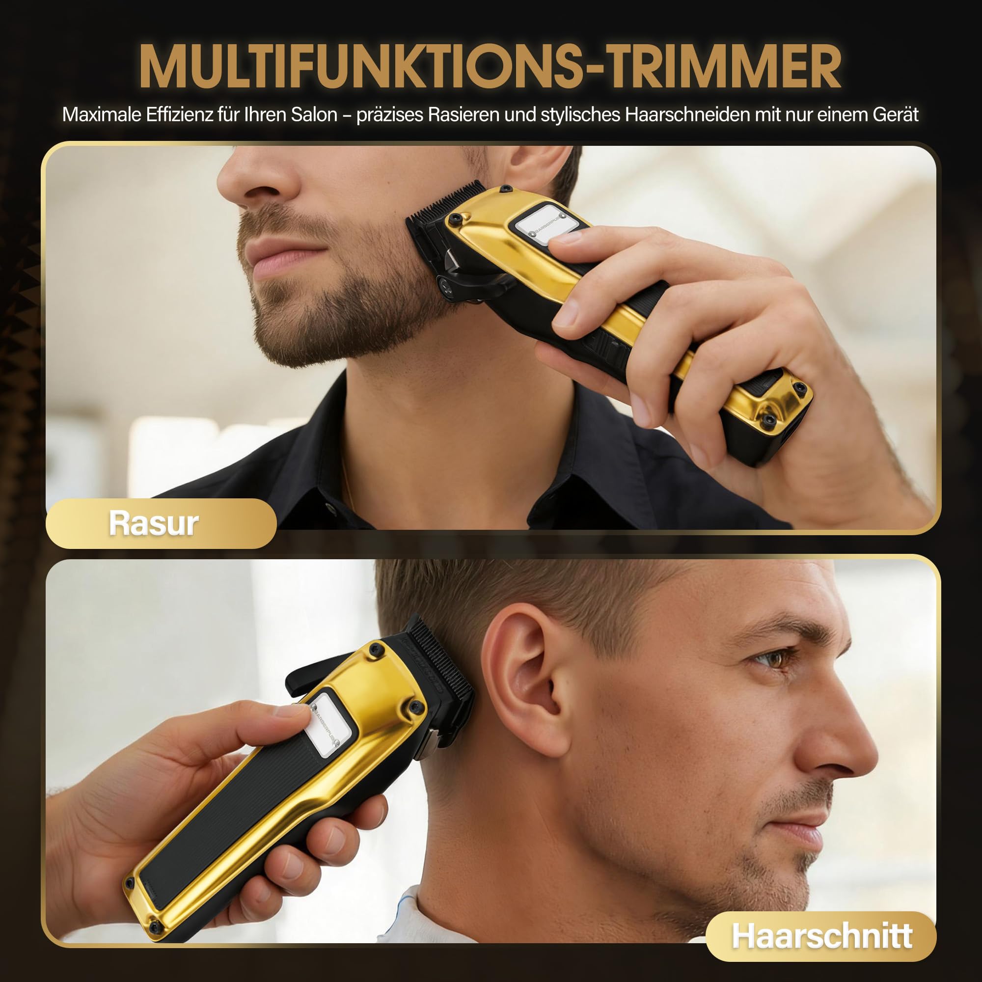 BarberPub Haarschneidemaschine Profi, Haarschneider Herren Mit 6 Klingen, 2 Gehäusedeckeln & Ladestation, Haartrimmer Verstellhebel 0,5-2,0mm, Bartschneider Elektrisch für Friseursalon, HC176
