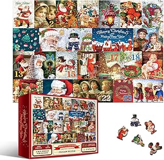 Christmas Advent Calendar Jigsaw Puzzle 1008pcs, Advent Calendar 2023 Christmas, 24 Days Christmas Countdown Calendar 2023 Puzzles Advent Calendar for Mum Dad Christening Gifts (A)