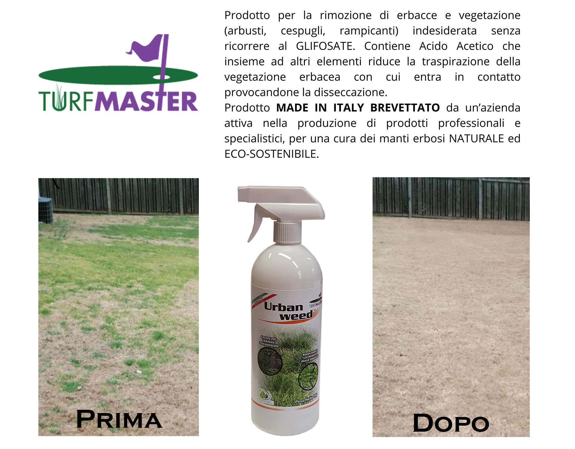 Turfmaster Urban Weed - Spray déshydratant, 1L Eco-durable pour l'élimination naturelle des mauvaises herbes et de la végétation indésirable, Prêt à l'emploi