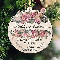 Vista 4 de V VIBEPY All Over Printed, Personalized Couple Ornaments, Christmas Ornaments, Wedding Ornaments, 3.5 Inches 3 Layer Ornaments, Gift for Your