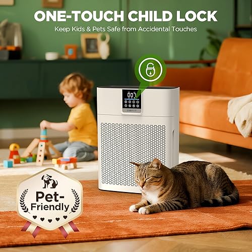 Miniatura 9 de Purificadores de aire para el hogar, habitación grande de hasta 2180 pies cuadrados, purificador de aire DBFIT HEPA con prefiltro de nailon lavable,