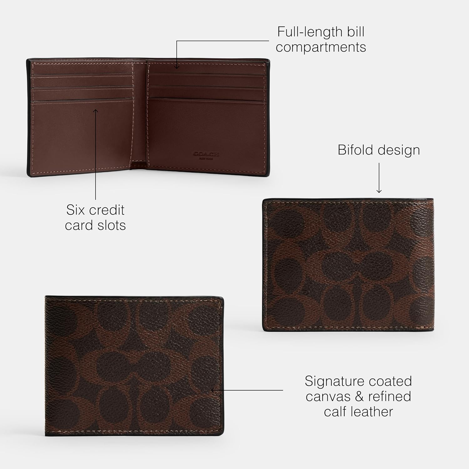 COACH Slim Billfold in Signature - Image 3