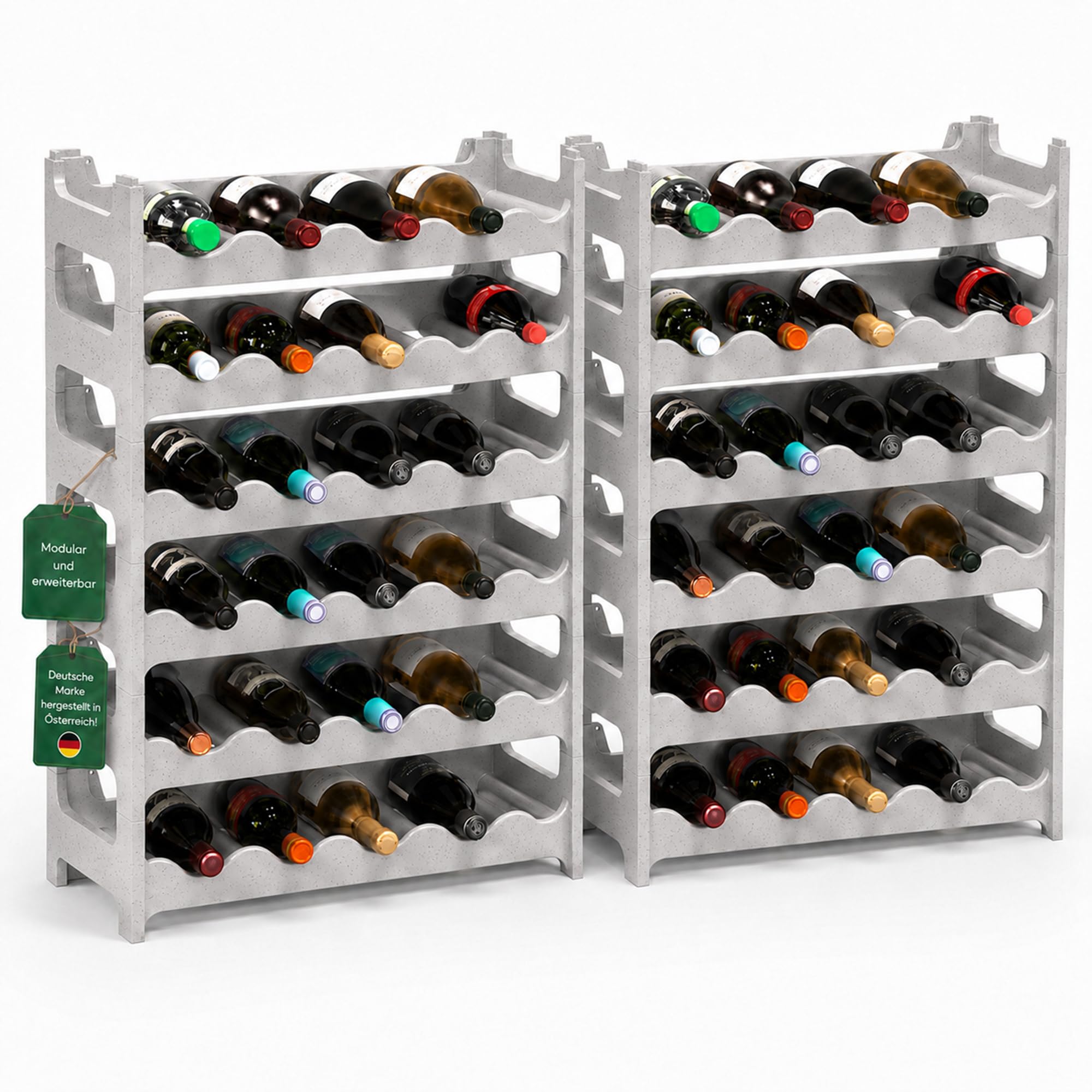 ARTECSIS® Weinregal stapelbar & modular erweiterbar Kunststoff für 12-72 Weinflaschen - Stabiles Flaschenregal & Getränkeregal Gastronomie-Qualität - Flaschen Weinständer & Weinflaschenhalter