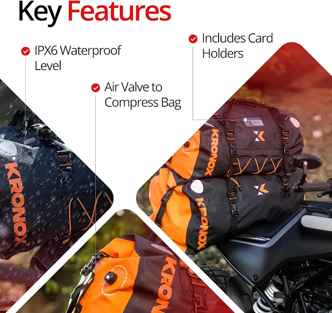 Bolso de viaje impermeable para motocicleta KRONOX 40L negro miniatura 7