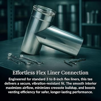 Fireside Chimney Supply 2-Part Flex Tee | 316 Stainless Steel Chimney Tee | All-Fuel Vent Connector | Quick-Connect Flex Tee | Heavy-Duty 6 Inch