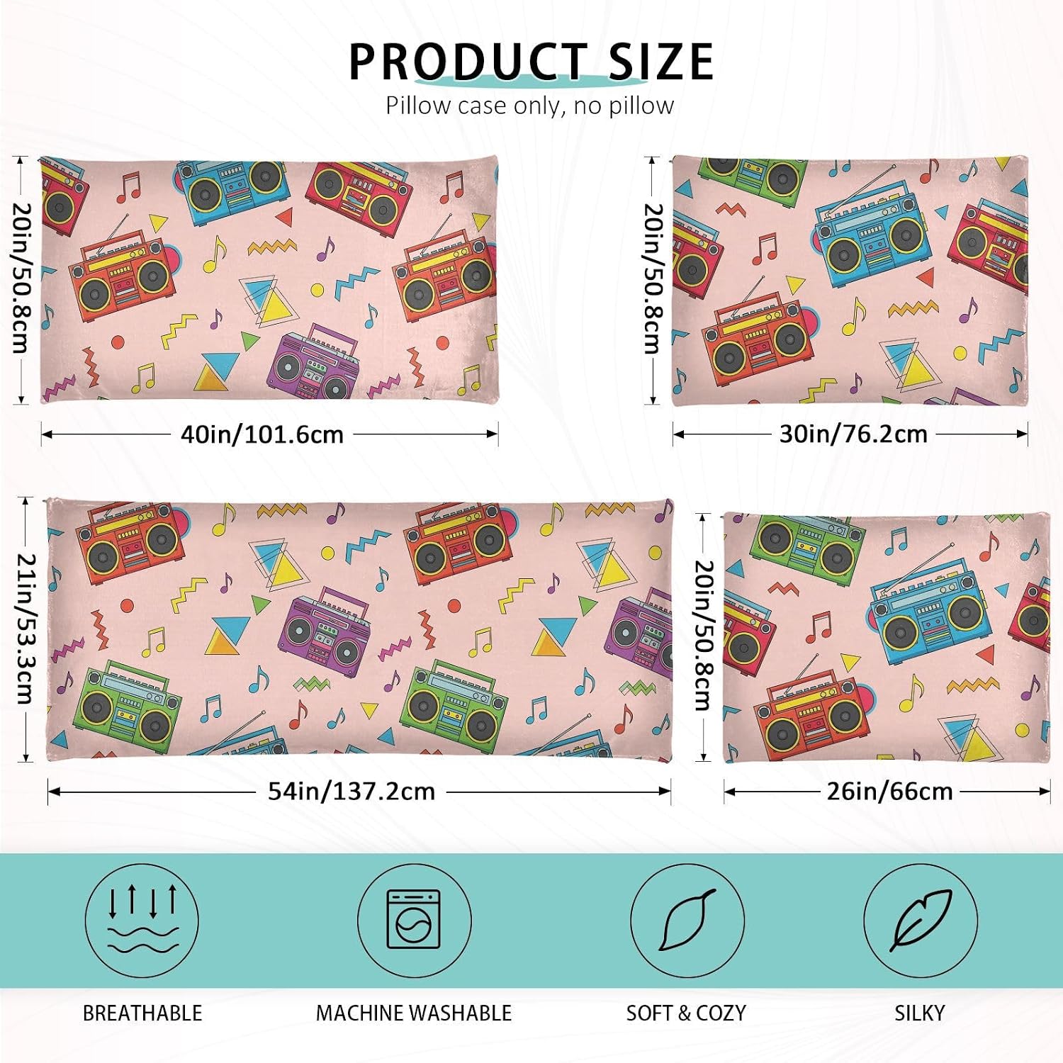 Radios Music Colorful Pillow Cases Queen Size Velvet Super Soft Pillow Covers Flannel Pillowcases with Hidden Zipper for Women Bedroom Sofa Home Couch Decor image 2