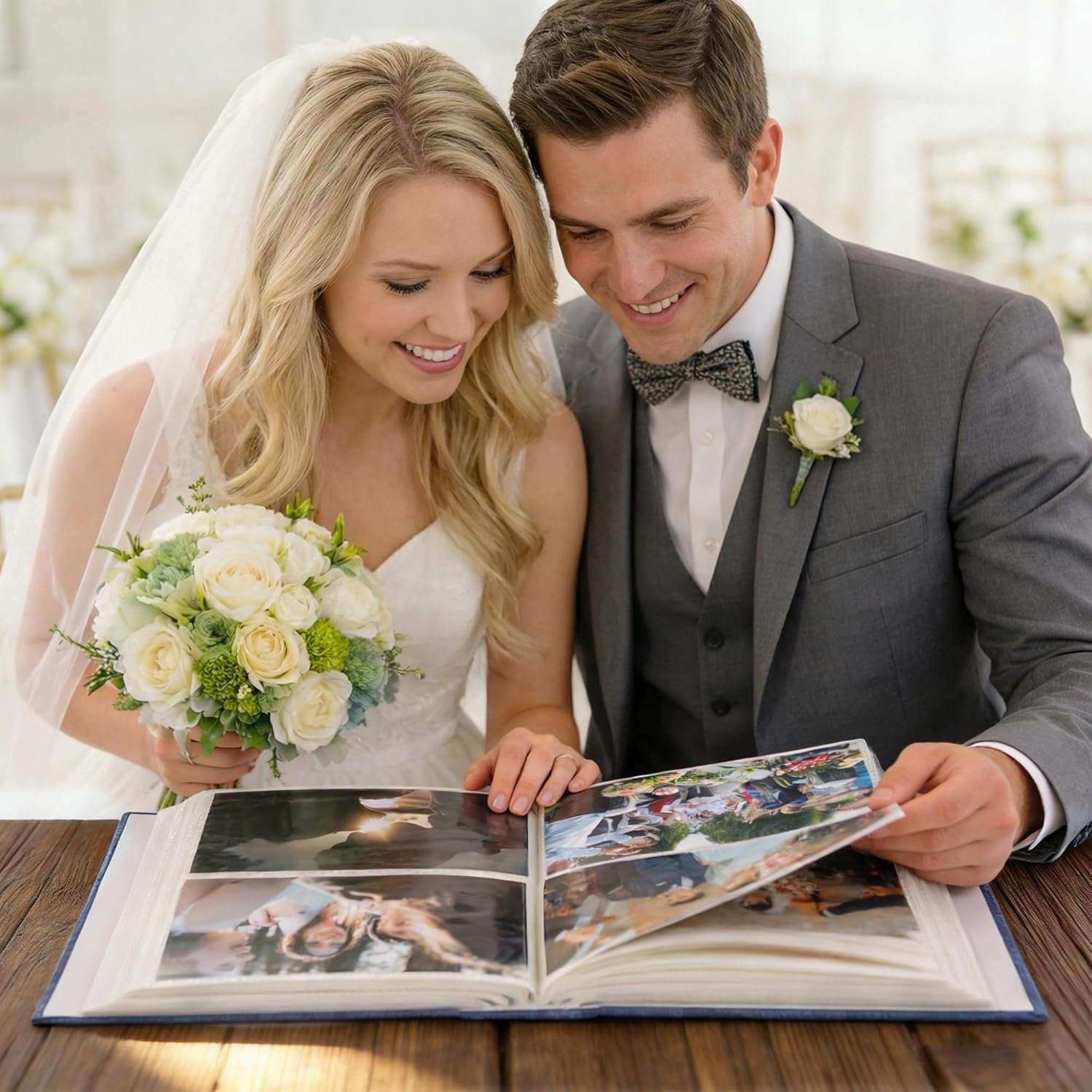 Wedding Elegant Embroidery Photo Album with Window Matting Pages– Holds 200+ 4x6 Pictures– Luxury Wedding Guest Book, Baby Memory Album, Family Travel Scrapbook Gift (Yellow, 200 Pockets)