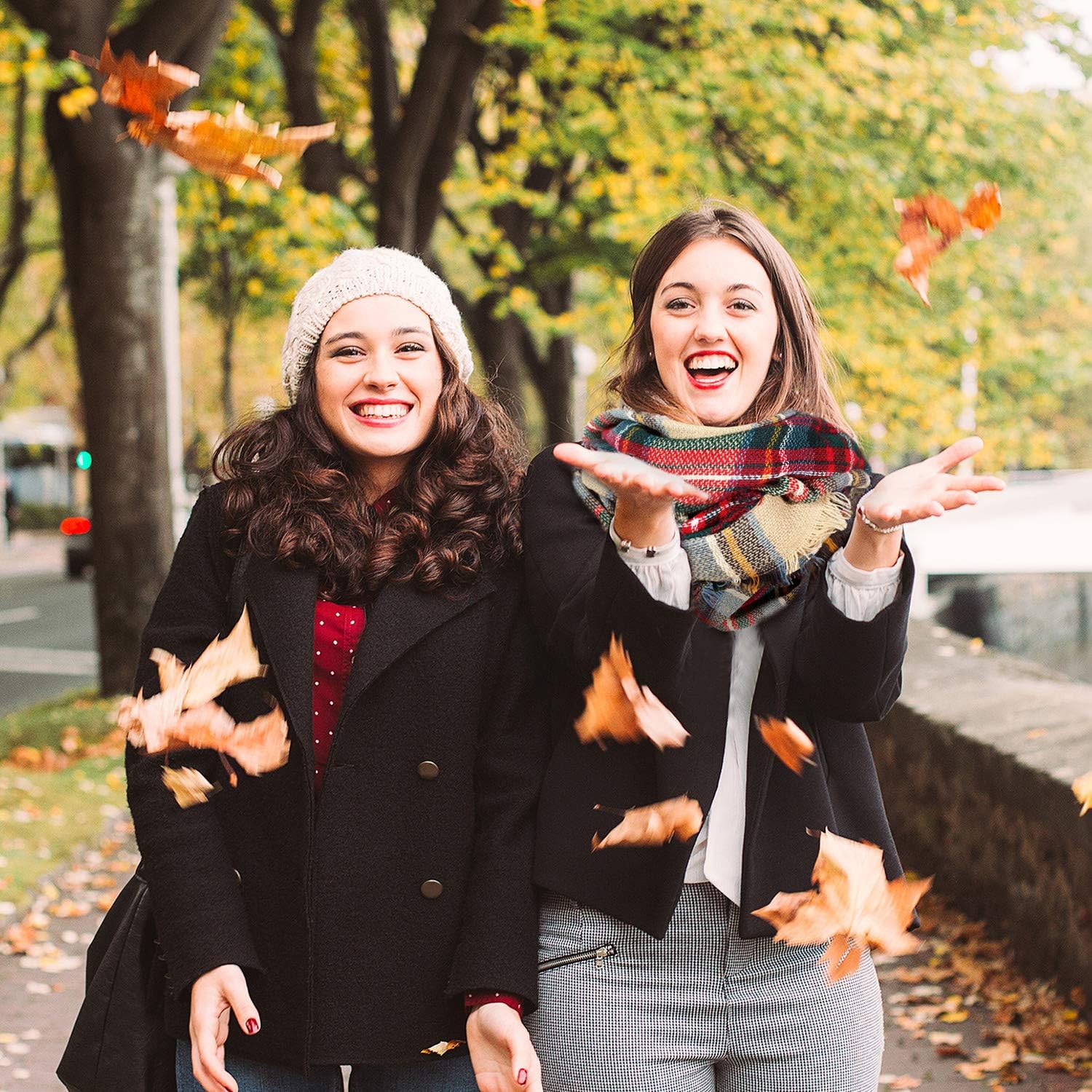 Frienda Winter Plaid Scarf Valentine Warm Tartan Scarf Checkered Pattern Circle Loop Wrap Gift for Women Cold Weather - Image 9