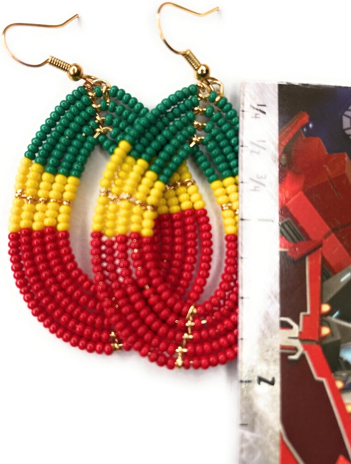 Alili Ethiopian Flag colors Earrings Stars and Stripes liberty freedom Independence Day, Green Yellow Red earring Africa