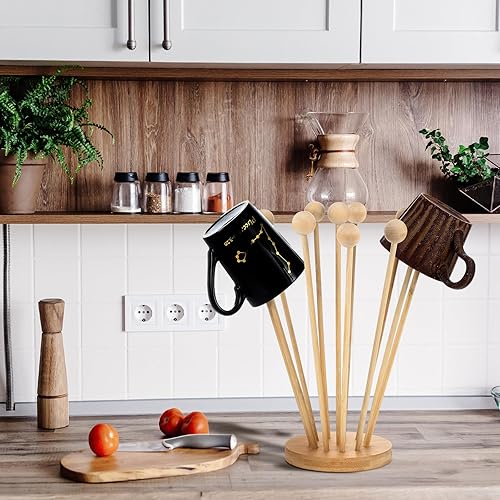 Miniatura 5 de Estante de secado de bolsas de plástico, soporte de madera con 12 varillas, estantes de secado de botellas reutilizables de 10.24 x 5.91 pulgadas,