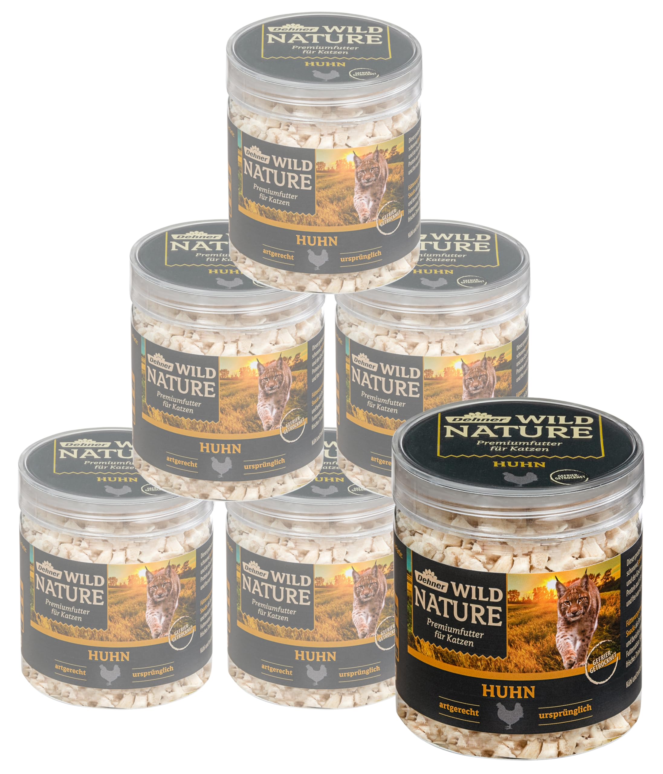 Dehner Wild Nature przekąska dla kotów, premium przysmak, bez glutenu/cukru, dla kotów wrażliwych na odżywianie, liofilizowana, kurczaka, 6 x 25 g (150 g)