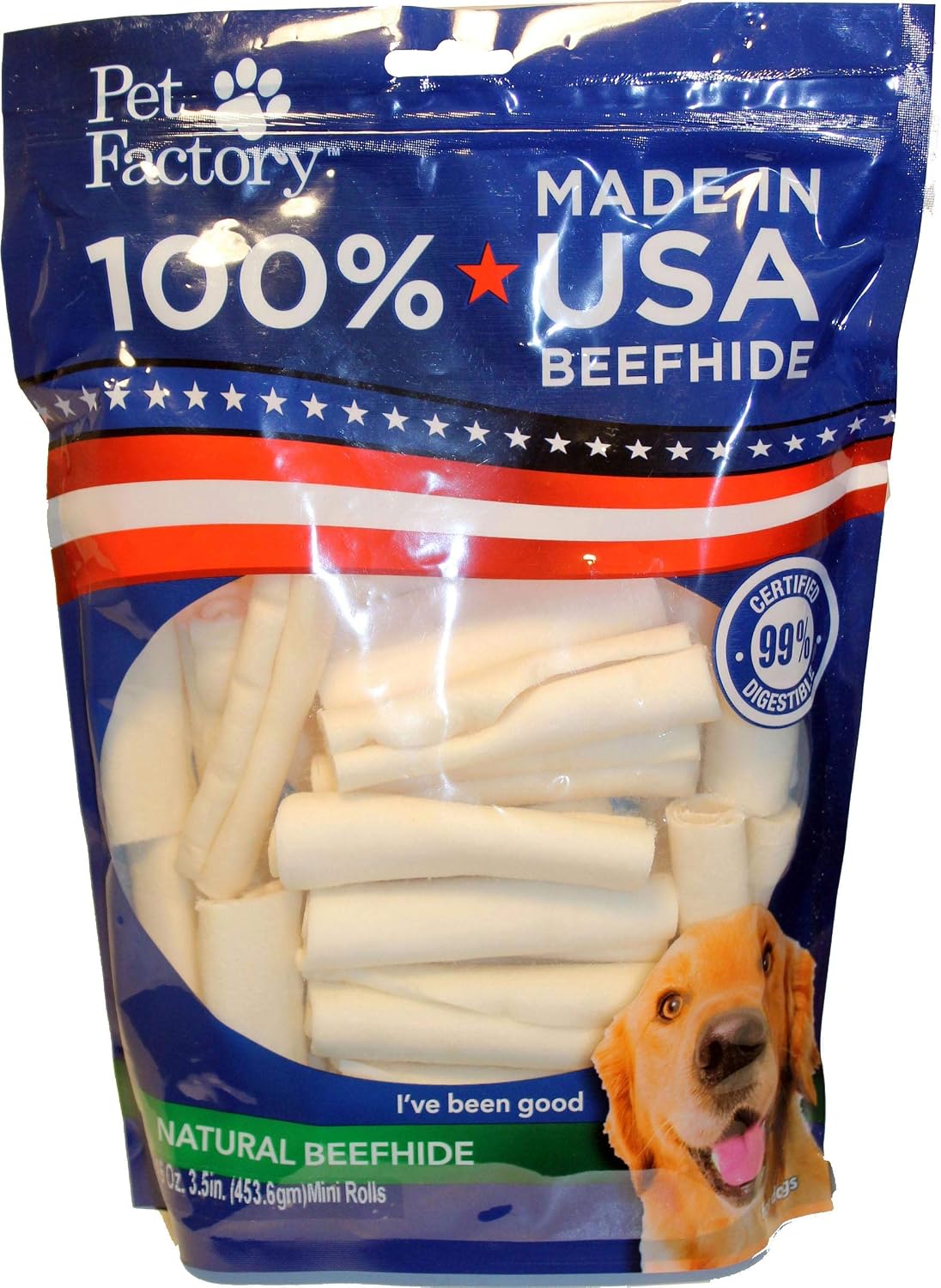 Pet Factory 78121 Beefhide | Dog Chews, 99% Digestive, Rawhides to Keep Dogs Busy While Enjoying, 100% Natural Flavored Rolls, 1 Pound…