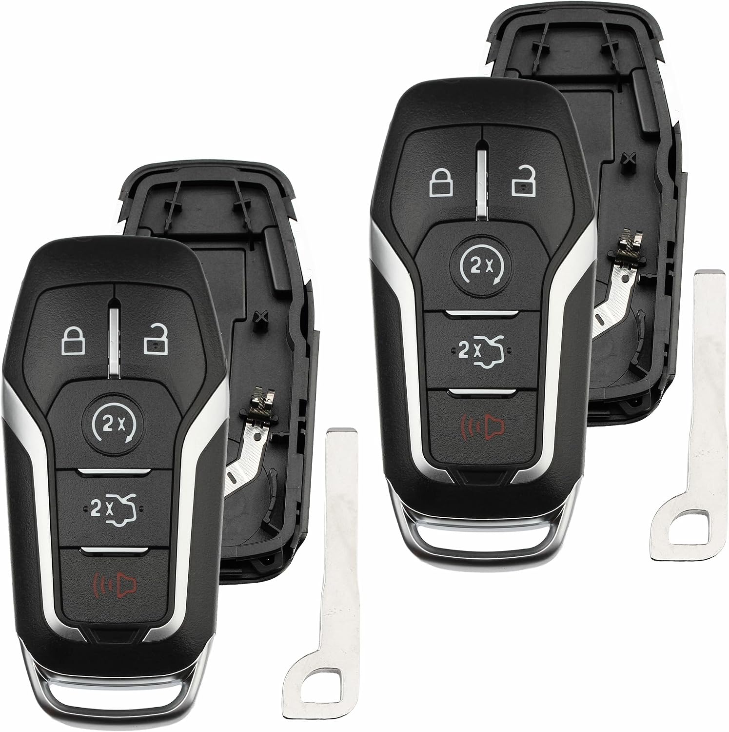 Smart Key Fob Keyless Entry Remote Shell Case for Ford F-150 Explorer Edge F-250/350 Fusion F-450 Replacement for M3N-A2C31243300 (5-Button), 2-Pack
