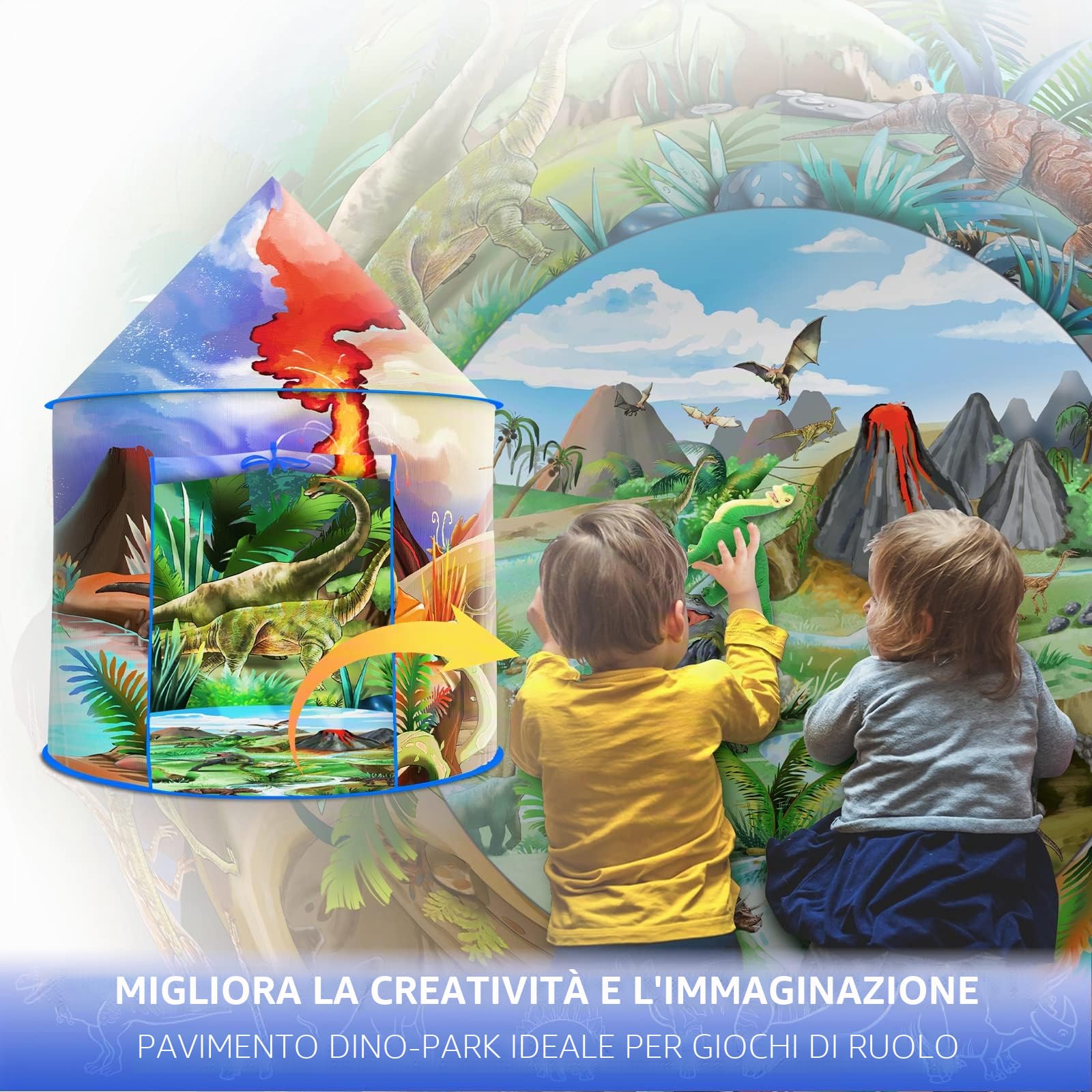 Tenda da gioco con dinosauro per bambini, avventura straordinaria, tenda a dinosauro, tenda per bambini, regalo per ragazze e ragazzi, tende per esterni e interni per bambini
