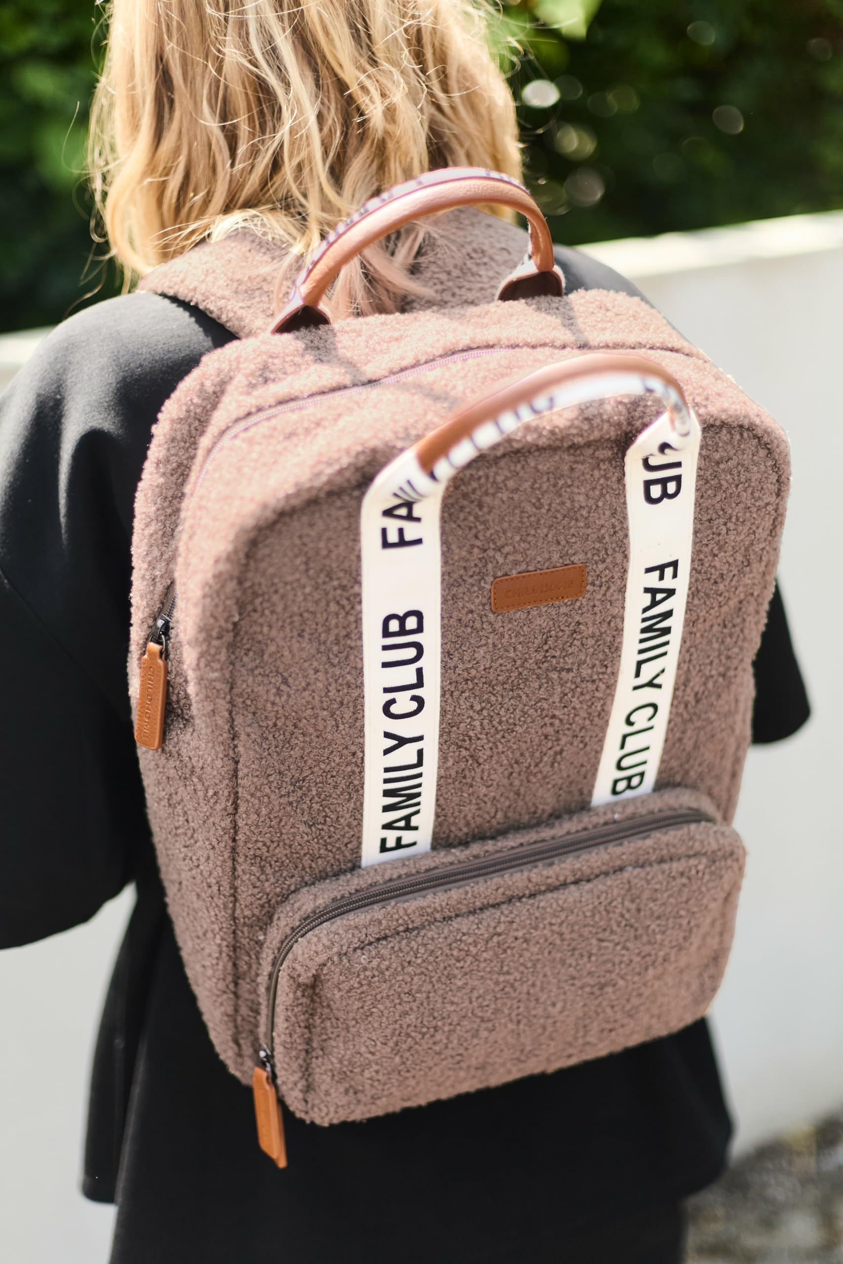 CHILDHOME, Sac à dos à langer Family Bag, Grande capacité, Multifonctionnel, Tapis à langer inclus, 11 Compartiments, Pochette Isotherme, Passage Trolley-valise, Accroche Poussette, 20.5L, Teddy Brun