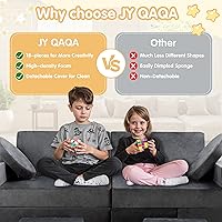 Vista 8 de JY QAQA - Juego de sofá modular de 18 piezas, sofá modular para niños pequeños con diseño de espuma convertible para niños y niñas, sofá modular