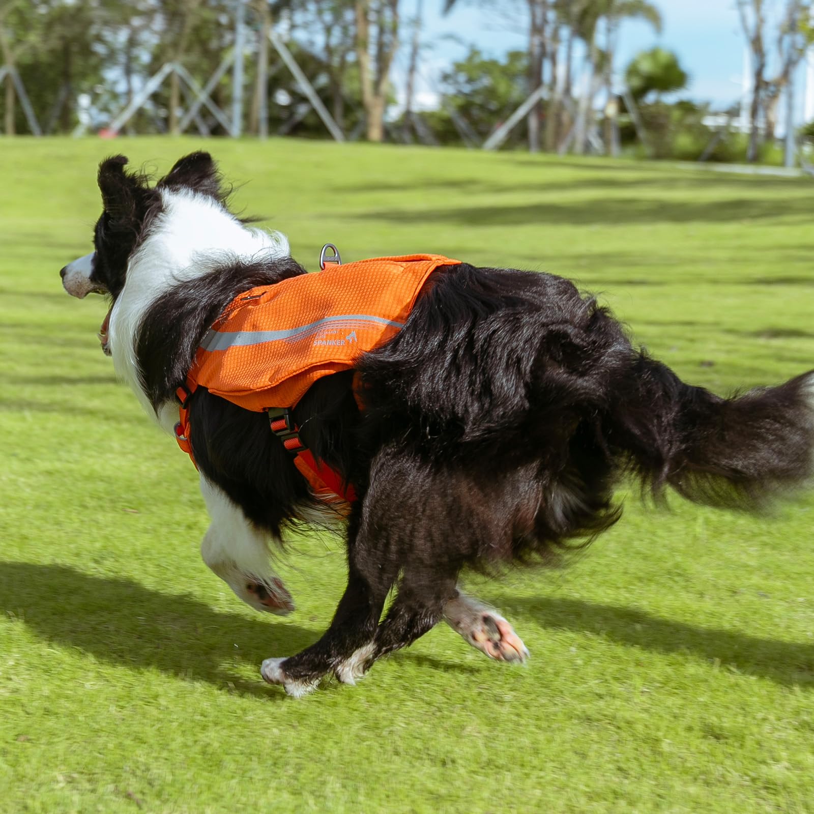 EXCELLENT ELITE SPANKER Sac à Dos réfléchissant en Forme de Y pour Chien avec Poches pour Les poignées Anneaux en D sans Traction Équipement de randonnée léger pour Chiens Chasse Voyage(ORG)