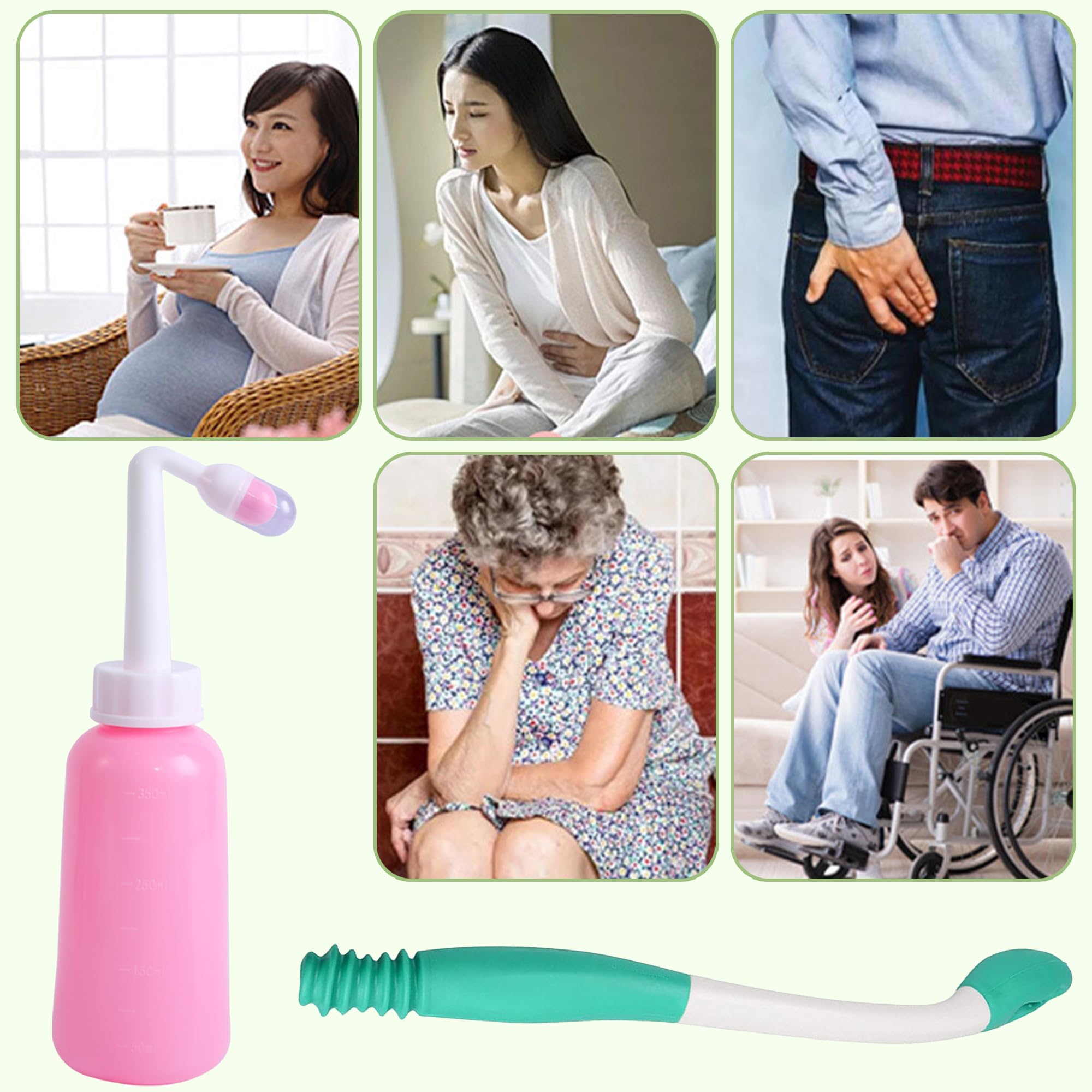 Ausili Per Servizi Igienici 2 Pezzi Ausili Per La Pulizia Della Toilette Ausili Per Servizi Per Pulire E Lavare Strumento Di Assistenza Alla Toilette per Gli Anziani Persone (Rosa, 350ML)
