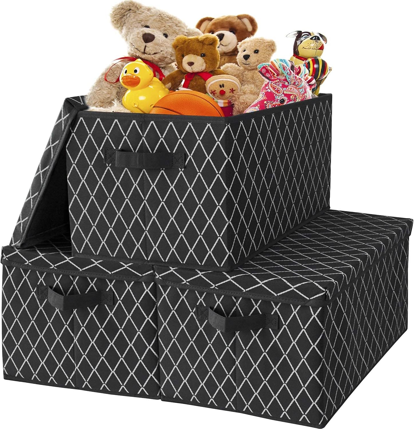 VERONLY Foldable Storage Boxes with Lids,Large Fabric Storage Toy Box