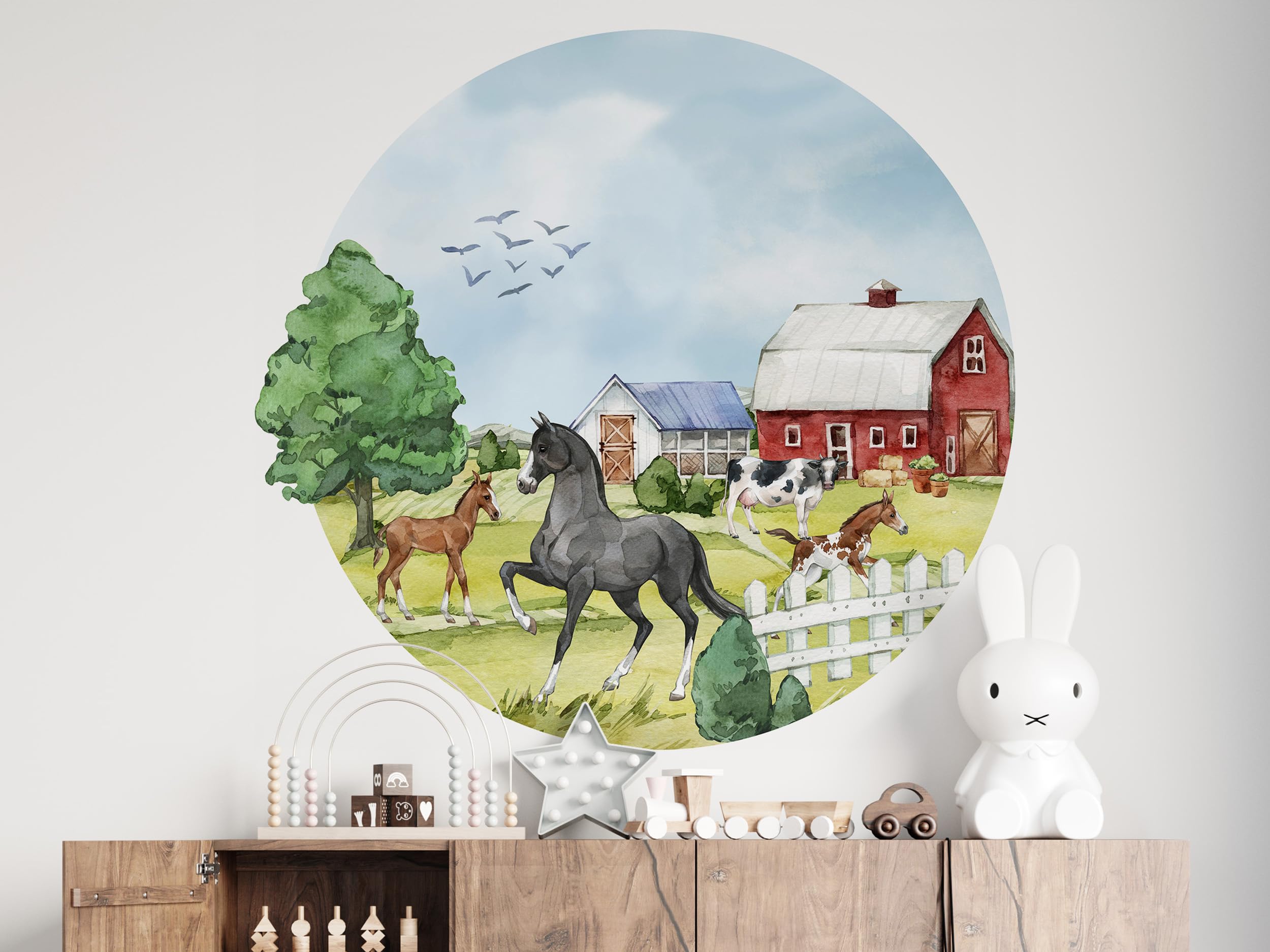 Sticker mural chevaux grand format pour masquer les imperfections de vos murs de cuisine