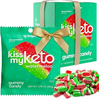 Kiss My Keto Sugar Free Gummies, Gummy Watermelon 6-Pack – Satisfy Cravings while Staying in Ketosis – High Fiber, 3g Net Carbs, Non-GMO, Vegan, & No Gluten – Calorie-Friendly Vegan Candy