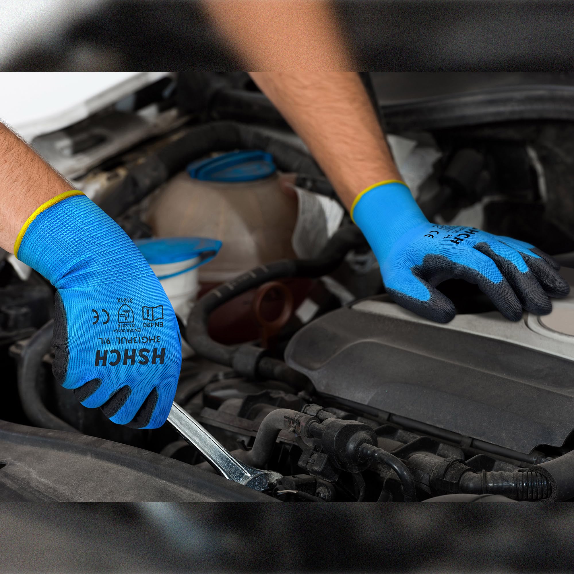 Lot de 12 paires de gants de travail pour homme et femme, gants de sécurité en tricot sans couture avec revêtement en polyuréthane, parfaits pour un usage général, un entrepôt, une voiture, le
