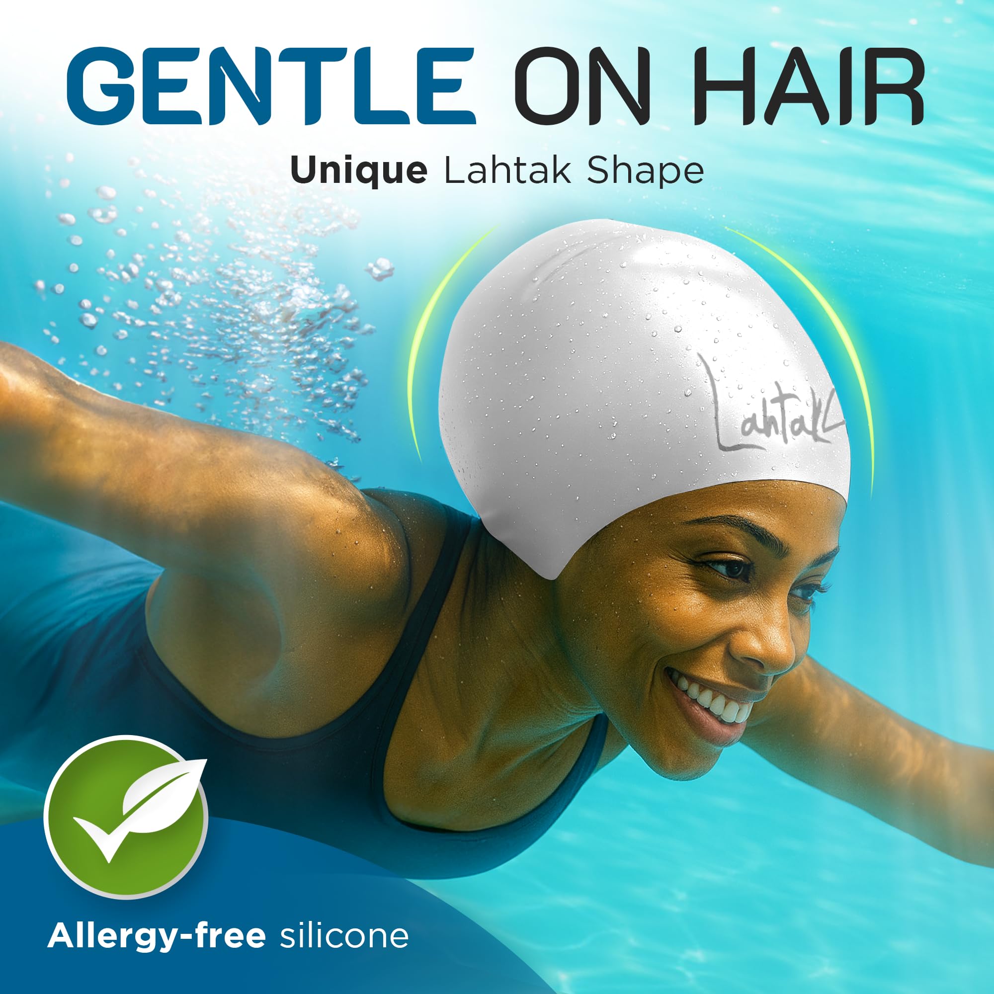 XXL Cuffia Piscina per Capelli Lunghi - Nuoto Donna e Uomo - Docia - Silicone - per Capelli Ricci, Dread, Afro