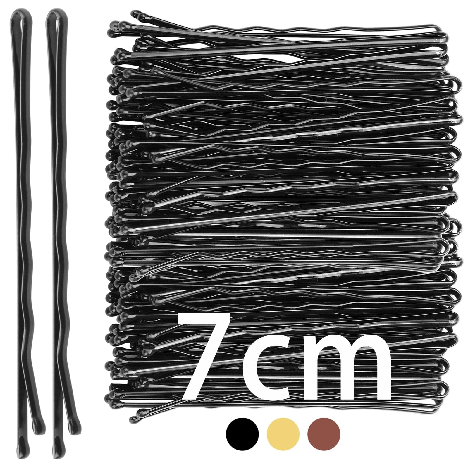 Mbsomnus 50 Piezas Horquillas Pelo Mujer Negro Bobby Pins 7cm Onduladas