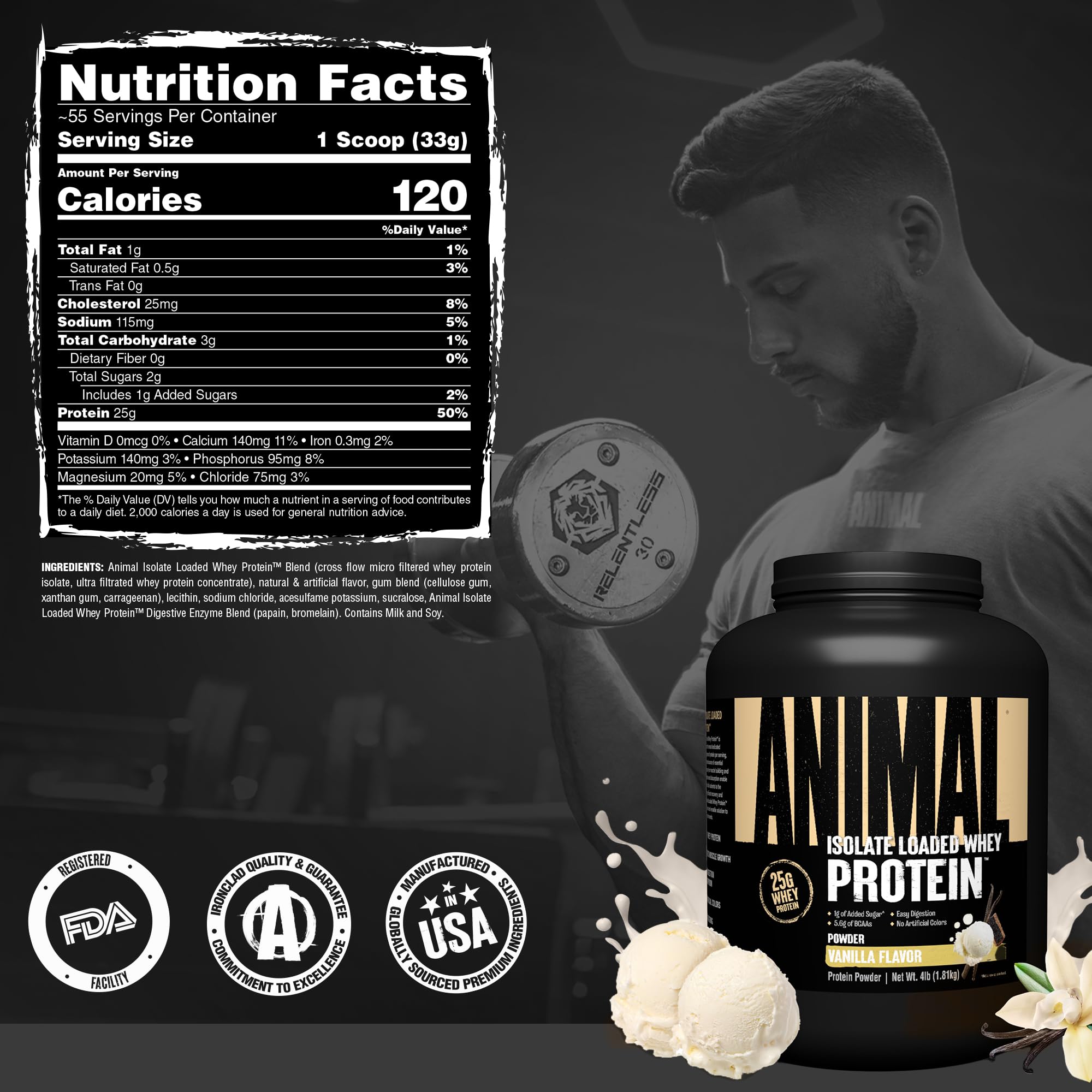 Animal Whey Isolate Protein Powder, 25G High Protein | Vanilla 4LB — Amazon image 7