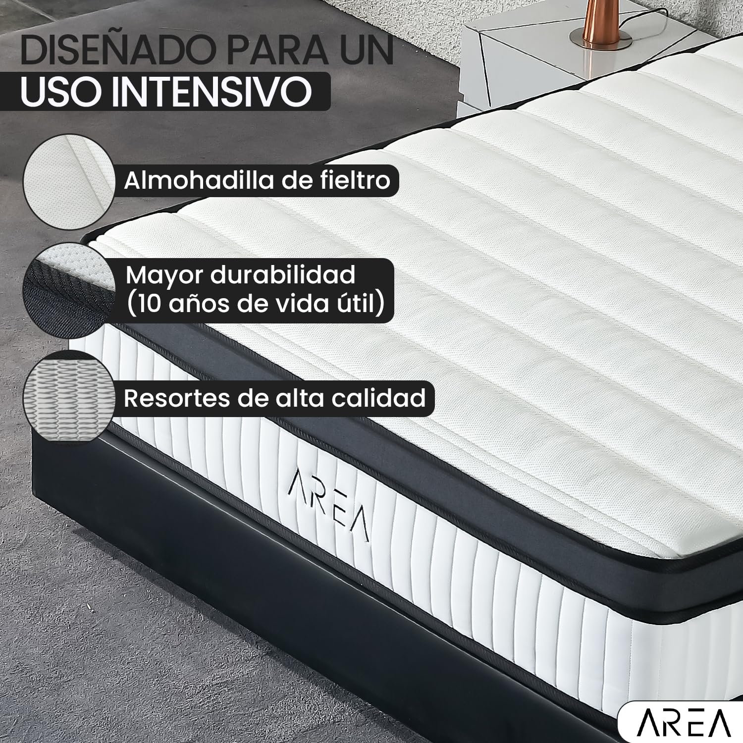 unycos - Area | Colchón Viscoelástico de Última Generación, Medida 200x200 cm, Altura 32 cm - Propiedad Transpirable, Antiácaros, Memory Foam, Núcleo de Muelles Ensacados, Termorregulador (Cloud)