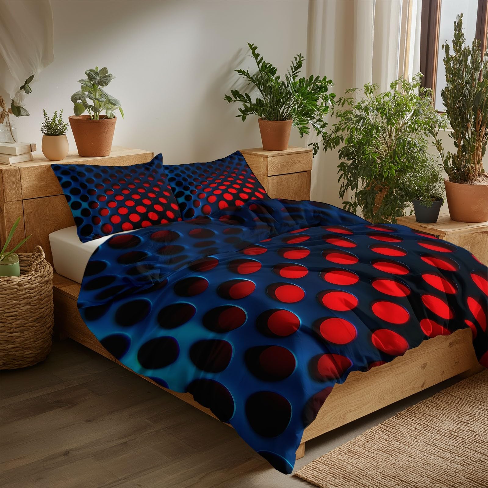 Generico Poszwa na kołdrę z bawełny 240 x 220 cm metalowy plaster pszczeli okrągły otwór hipoalergiczny miękki zestaw poszewek na kołdrę, nowoczesna pościel 3-częściowa poszwa na kołdrę z 2 poszewkami