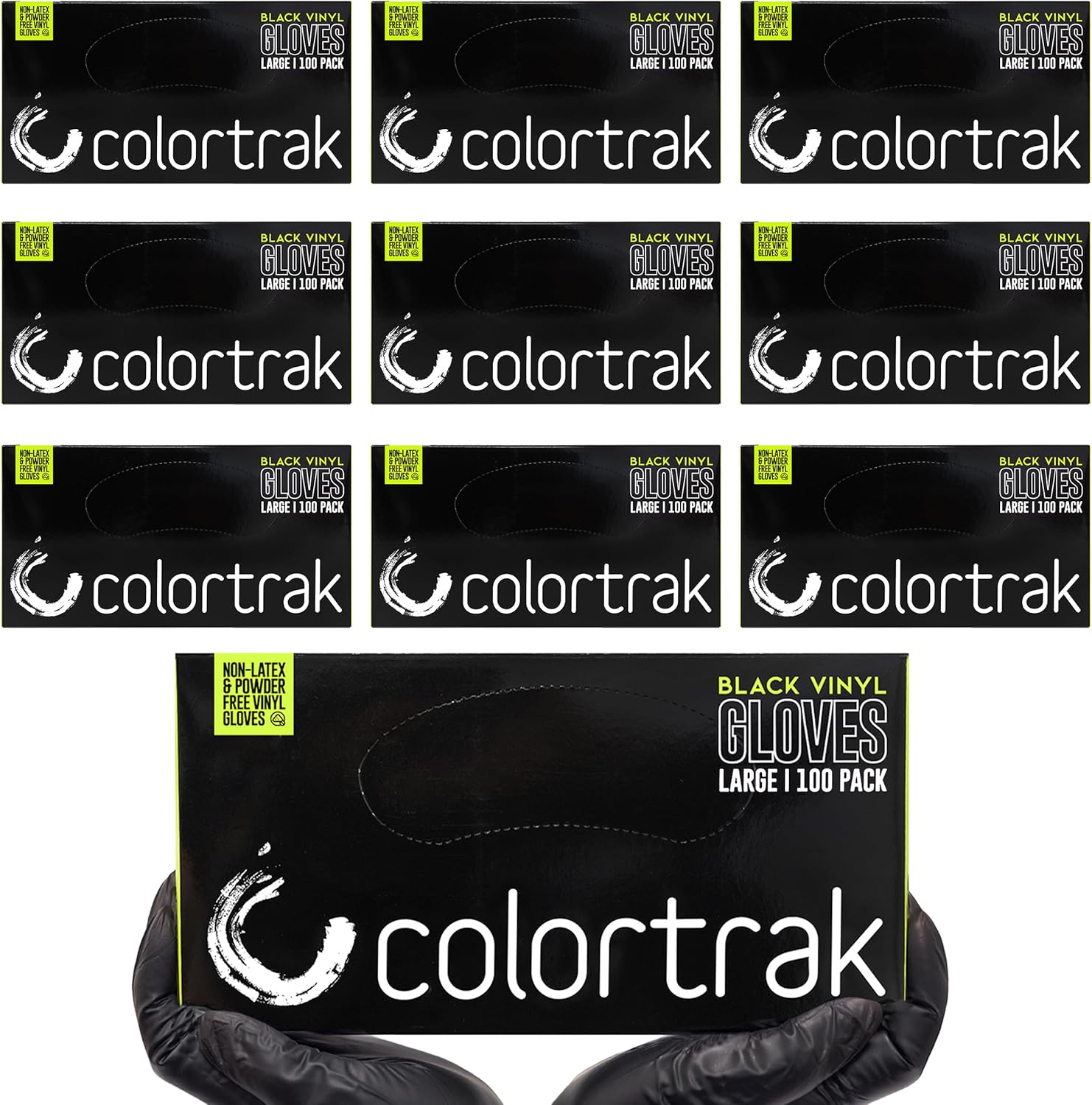 Colortrak Disposable Powder Free Vinyl Gloves, Single-Use, Latex-Free, Powder Free, Ambidextrous
