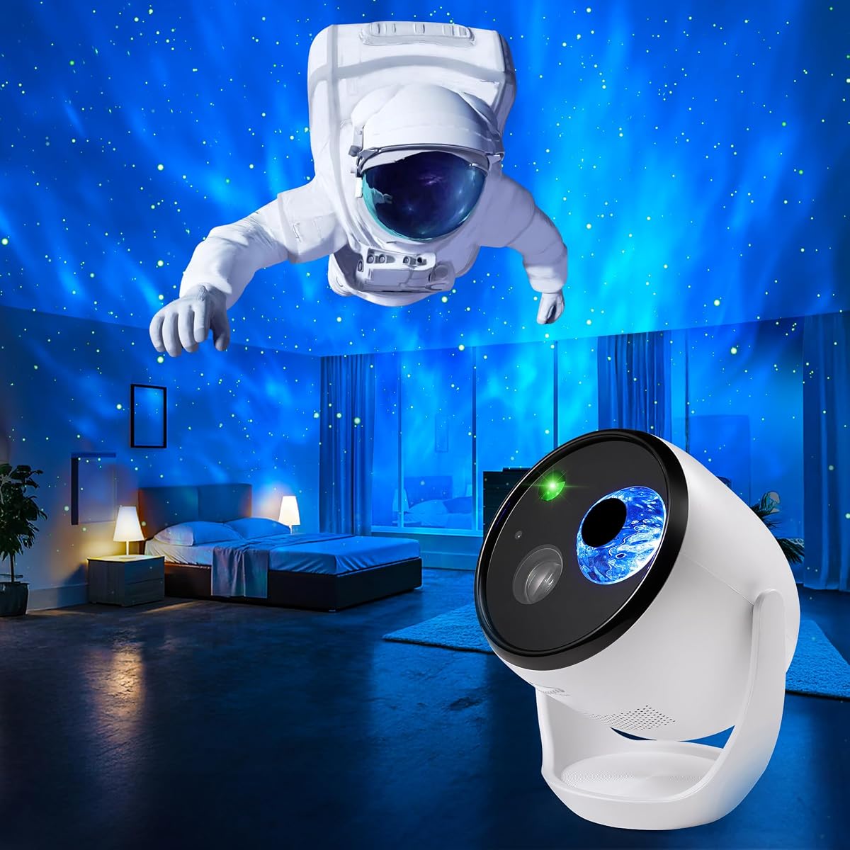 Projector Galaxy Light Pro, 4K Glasses-Free 3D LED Night Lamp Ocean | Holographic Planetarium Bedroom Star Light with 90+ Dynamic Themes; Stereo Bluetooth Speaker; Remote Nebula Light for Ceiling