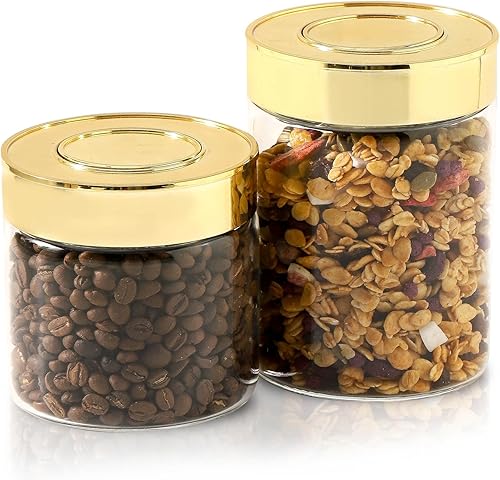 Miniatura 8 de Tarros de almacenamiento de vidrio, recipientes grandes de vidrio de cocina con tapas herméticas, para café, pasta, té, aperitivos, nueces,