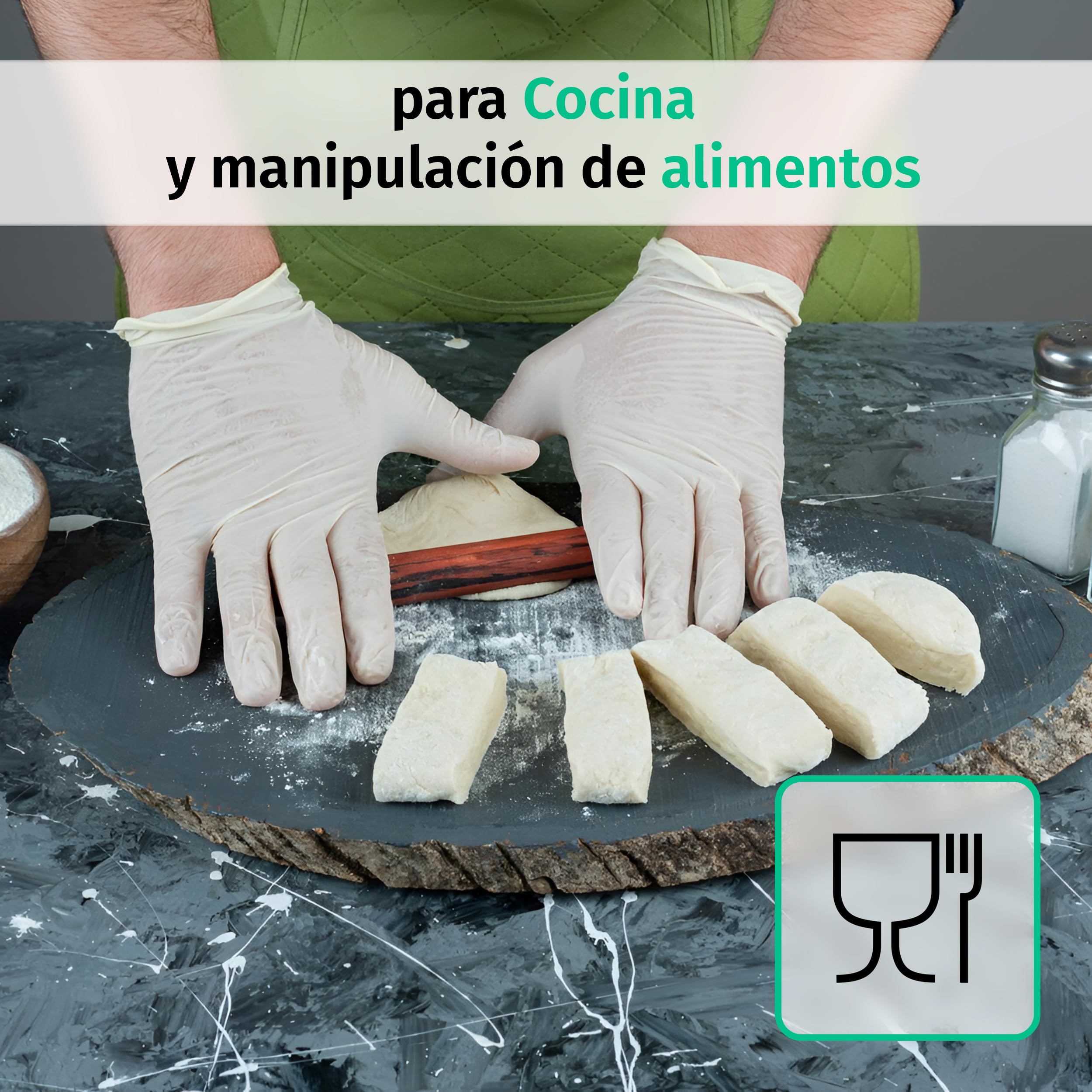 SF Guantes de látex desechables sin polvo – L, blancos, 1000 (10x100) unidades, elásticos y resistentes para medicina, limpieza y uso profesional