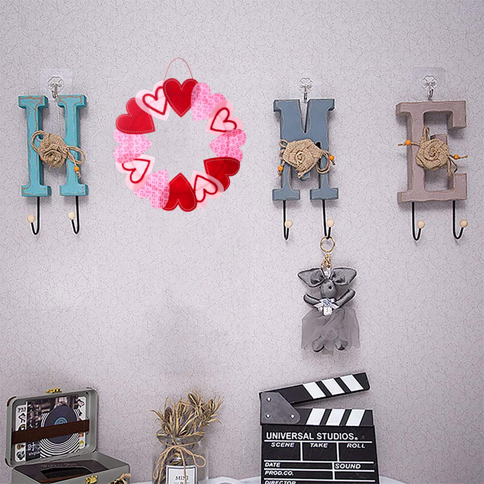 Ghirlanda Di San Valentino In Feltro 4 Pezzi - 40 Cuori Rosa, Lunghezza 1,5 Mt Cad - Decorazione Verticale Regolabile Per Casa, Matrimoni, Festa - 3