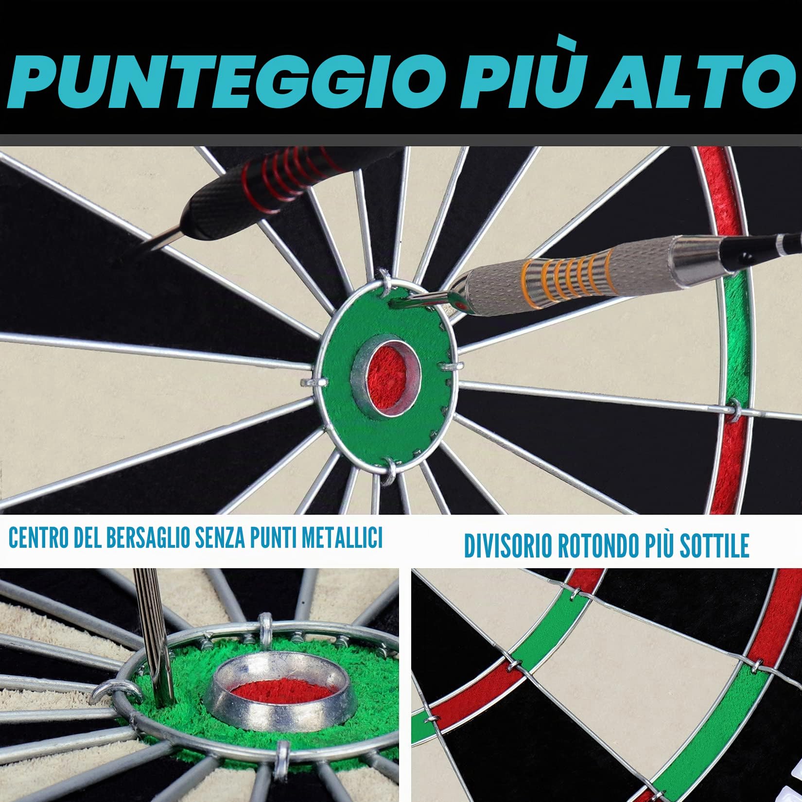 Bersaglio in Sisal Autorigenerante Con 6 Freccette Professionali - Darts