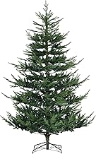 HOMCOM 7.5 Foot Artificial Christmas Tree, Nordic Pine Hinged Xmas Tree with 1218 Realistic Branches, Wide Steel Base, Auto Open, Green