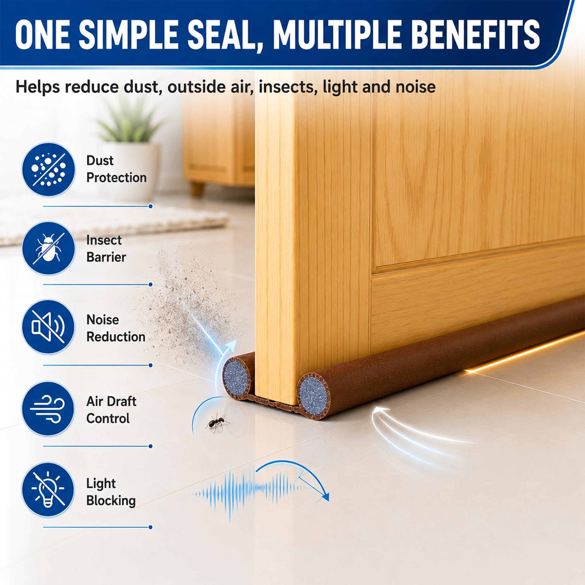 Eightiz (Pack of 3, 39 Inches) Door Guard – Bottom Seal Strip Gap Filler for Doors,Soundproof, Noise Reduction, Energy Saving, Dust & Insect,Rat Protecto,Door Strip for Home,Office,Outdoor 1