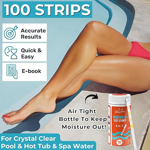 Miniatura 4 de Tiras de prueba de piscina de 6 vías para tiras de prueba de productos químicos para bañera de hidromasaje, tiras de prueba de spa para accesorios