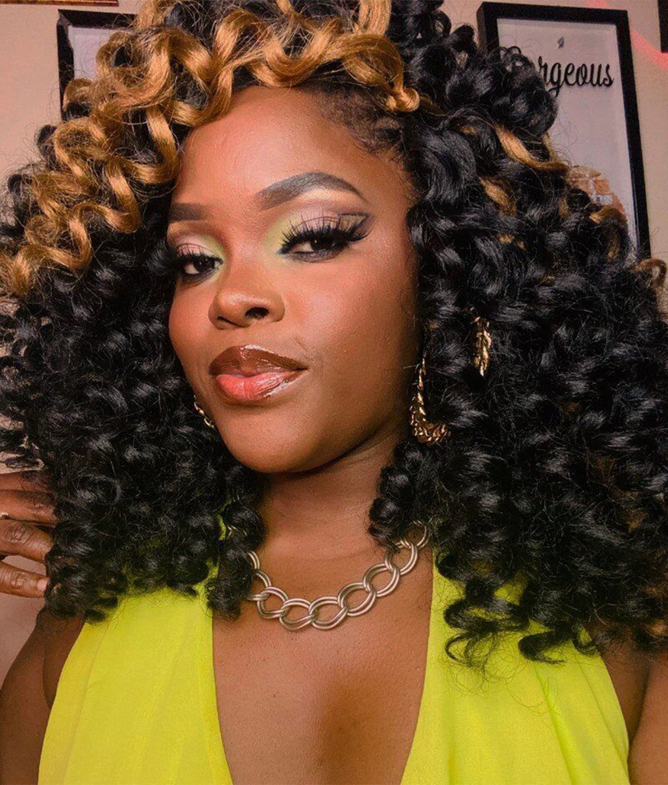 ToyoTress Jamaican Bounce Wand Curl Crochet Hair - 8 Inch, 6 Packs Black, Short Bob Curly Crochet Braids, Synthetic Braiding Hair Extensions