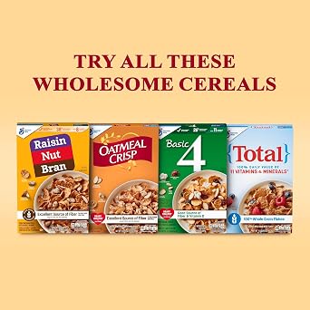 Basic 4 Heart Healthy Cereal, Fruit and Nut Fiber Cereal with Whole Grain, 19.8 oz (Pack of 6)