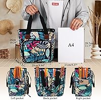 Vista 3 de Coopay Bolsa de ganchillo y tejer, organizador de viaje para manualidades, ganchos, agujas, madejas, pintura de diamantes, suministros (verde bosque)